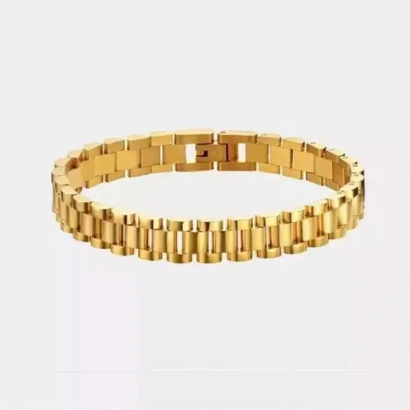NEW 18K GOLD LUXURY BANGLE HIPHOP BRACELET - Picture 4 of 6
